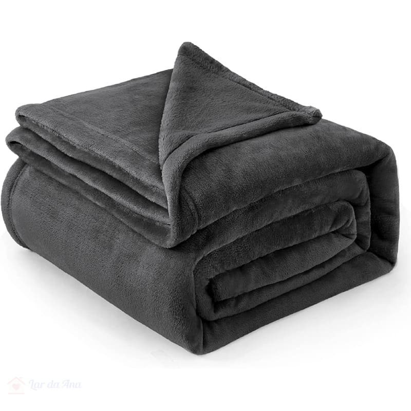 Cobertor Manta Microfibra Solteiro Casal Queen cinza escuro lar da ana