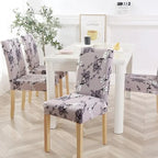 Kit Capas para Cadeira Estampada Roxo com Flores Brancas