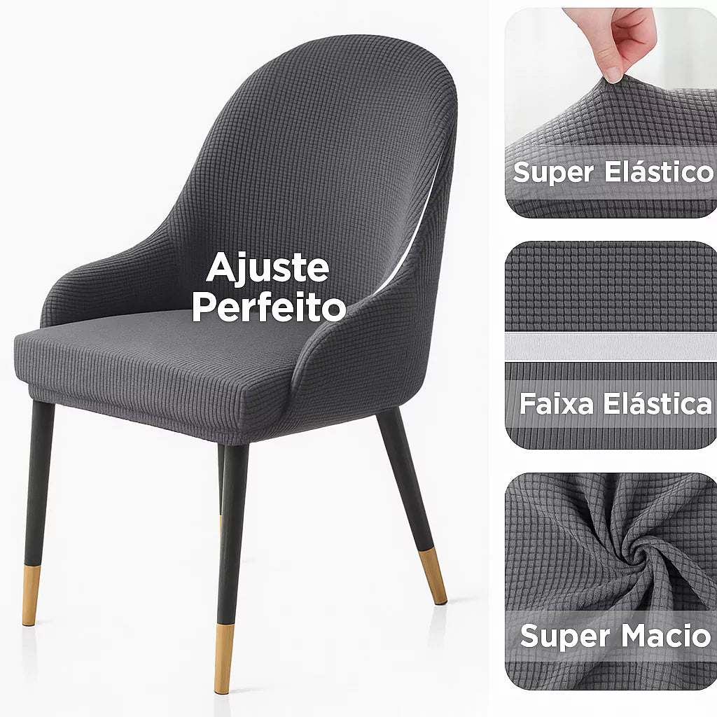 Kit Capas de Cadeira Curva - Tecido Jacquard lar da ana