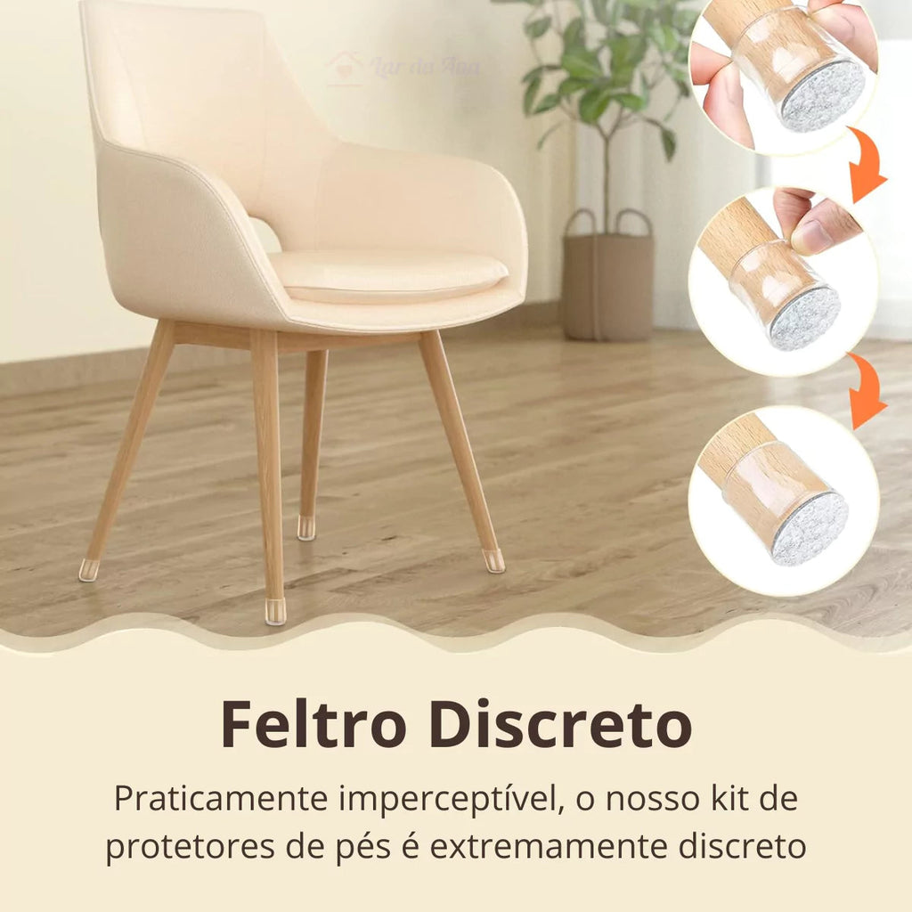 Protetores de Piso em Silicone para Pés de Cadeiras transparente compre 8 leve 28 lar da ana