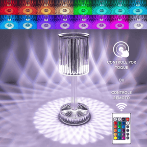 Luminária de Mesa LED Recarregável Sem Fio Cristal lar da ana