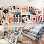 Manta Decorativa para Cobrir e Proteger Sofá Grande - Gatos e Girassóis lar da ana