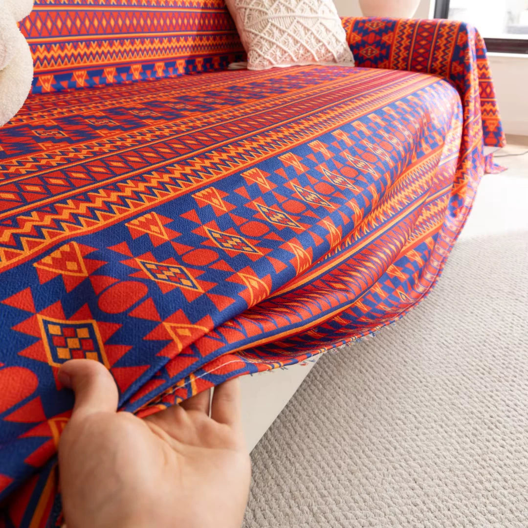 Manta de Sofá Estilo Boho Geométrico – Protetor Decorativo Lar da Ana