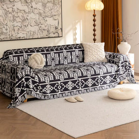 Manta de Sofá Estilo Boho Geométrico – Protetor Decorativo Lar da Ana
