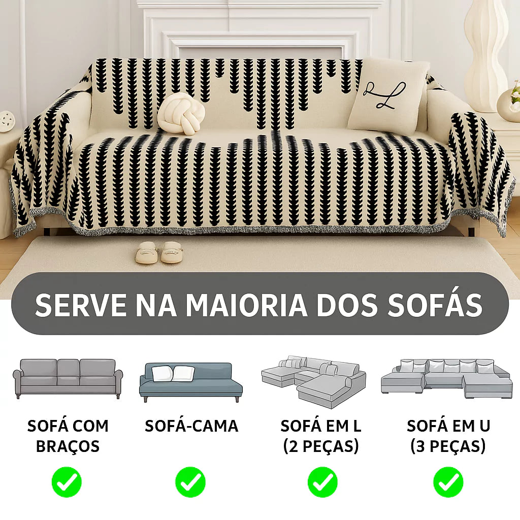 Manta para Sofá Grande 3 m Antigato em Tecido Jacquard Lar da Ana