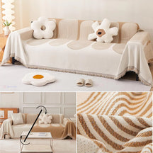 Manta para Sofá Decorativa Dupla Face em Chenille Anti Gato bege 01 lar da ana
