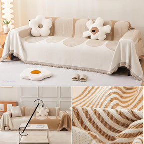 Manta para Sofá Decorativa Dupla Face em Chenille Anti Gato bege 01 lar da ana