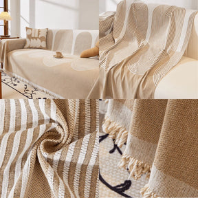 Manta para Sofá Decorativa Dupla Face em Chenille Anti Gato bege 01 lar da ana