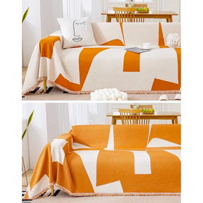 Manta para Sofá Decorativa Dupla Face em Chenille Anti Gato laranja 03 lar da ana