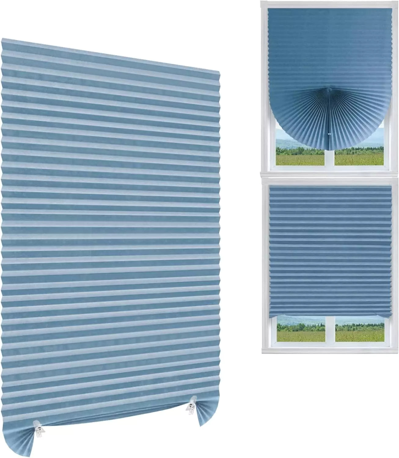 Persiana Plissada Auto-adesiva Vertical para Janela azul claro lar da ana