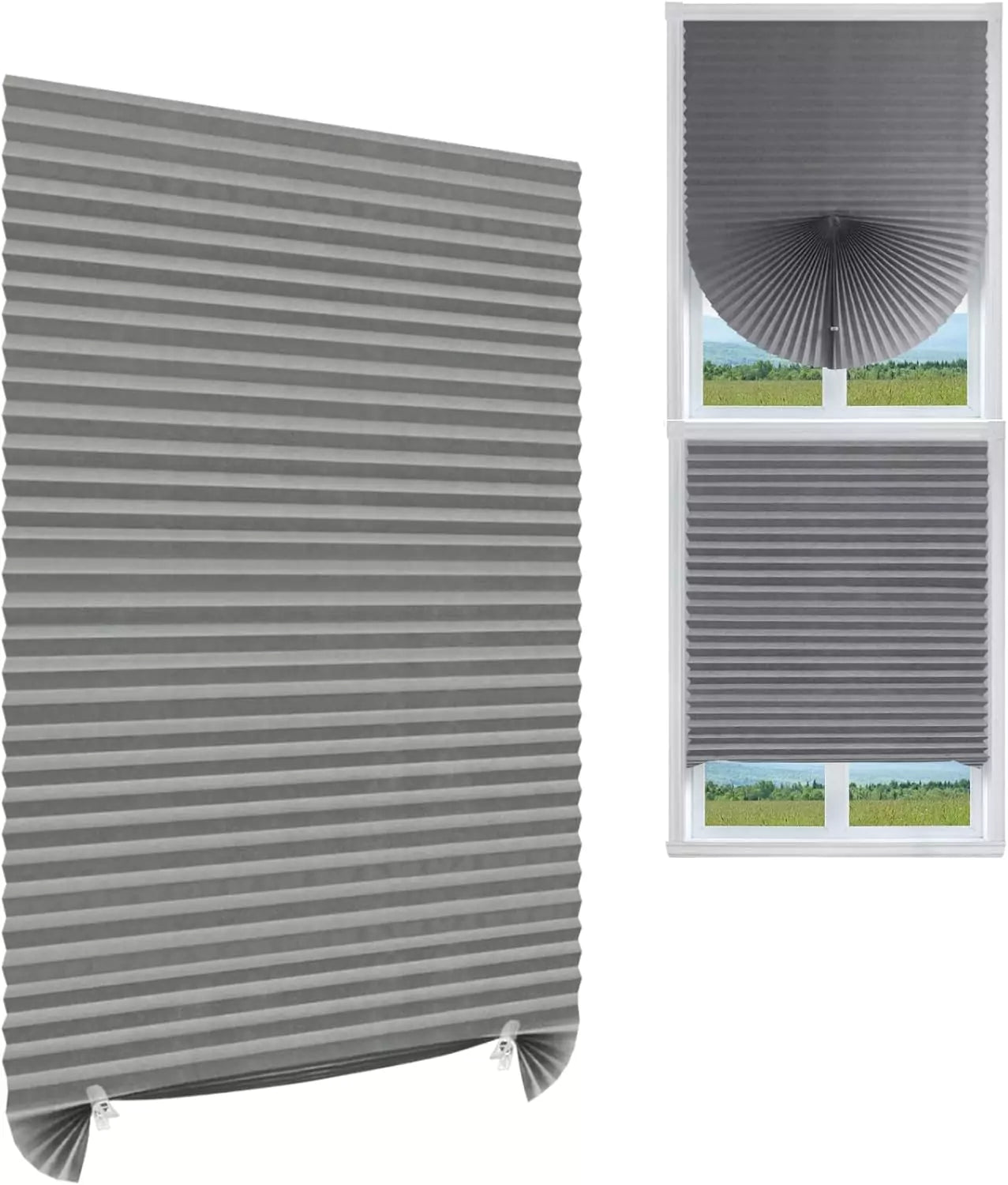 Persiana Plissada Auto-adesiva Vertical para Janela cinza lar da ana