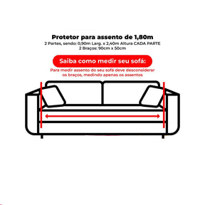 Protetor de Sofá Retrátil Impermeável Matelado com Porta-Objetos - 2 Lugares/Módulos Lar da Ana