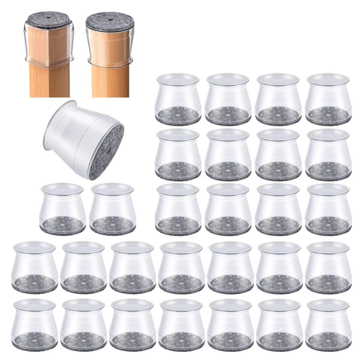 Protetores de Piso em Silicone para Pés de Cadeiras transparente compre 8 leve 28 lar da ana