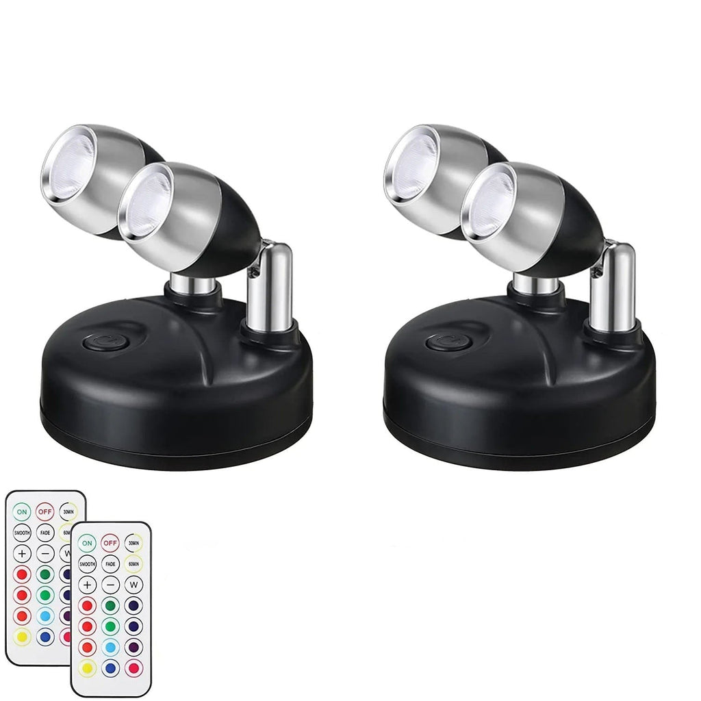 Luminária Spot Led Direcionável Wireless com Controle Remoto - Pilha Preto Lar da Ana