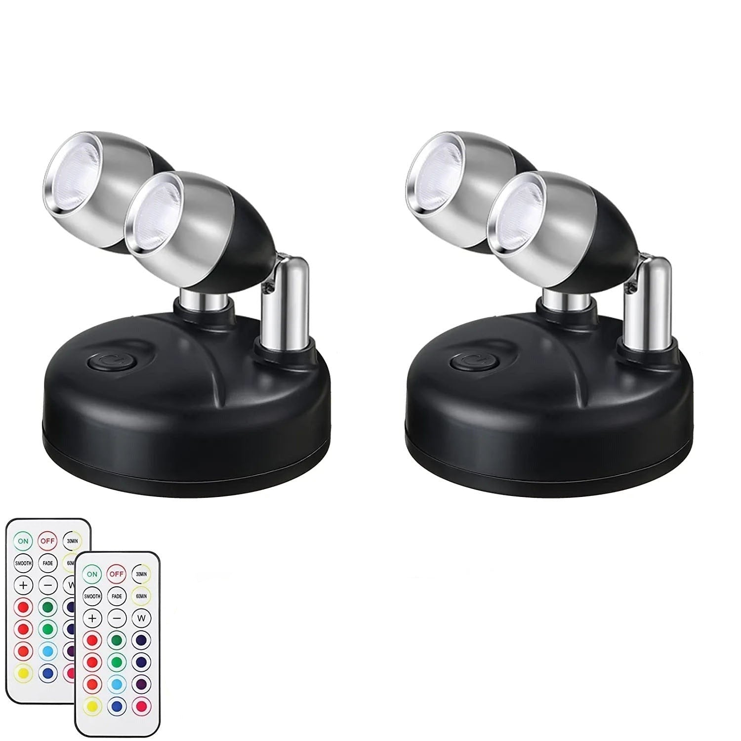 Luminária Spot Led Direcionável Wireless com Controle Remoto - Pilha Preto Lar da Ana