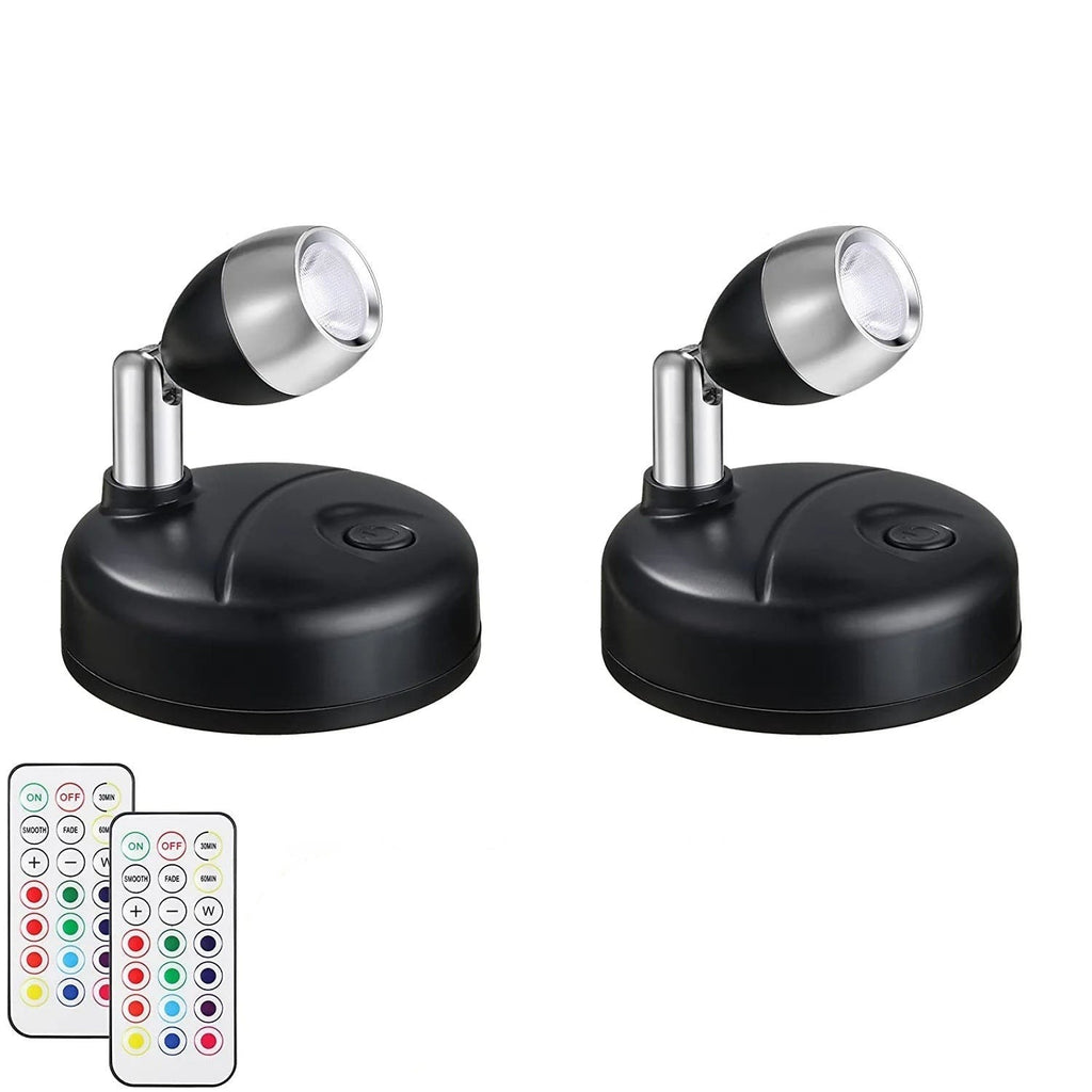 Luminária Spot Led Direcionável Wireless com Controle Remoto - Pilha Preto Lar da Ana