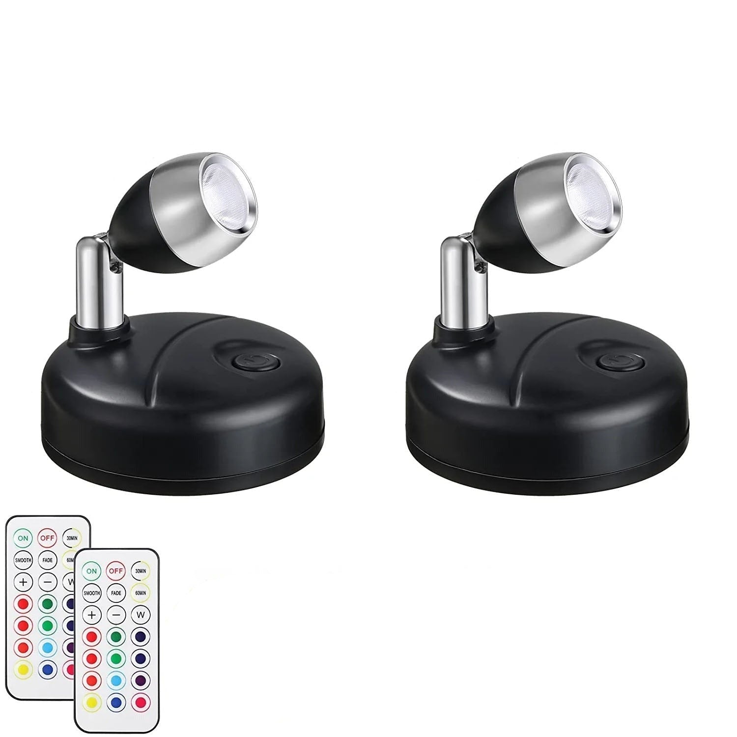 Luminária Spot Led Direcionável Wireless com Controle Remoto - Pilha Preto Lar da Ana