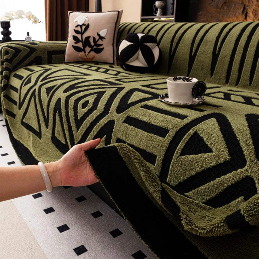 Protetor de Sofá Vintage em Veludo Grosso – Manta Decorativa Confortável, Ideal para Pets e Decoração de Sala lar da ana