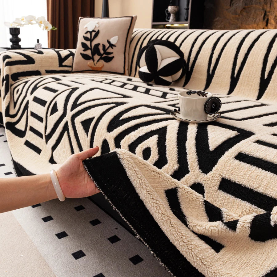 Protetor de Sofá Vintage em Veludo Grosso – Manta Decorativa Confortável, Ideal para Pets e Decoração de Sala lar da ana