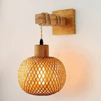 Pendente Arandela De Parede Retro em Bambu Rattan Estilo Japonês lar da ana