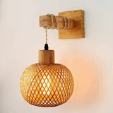 Pendente Arandela De Parede Retro em Bambu Rattan Estilo Japonês