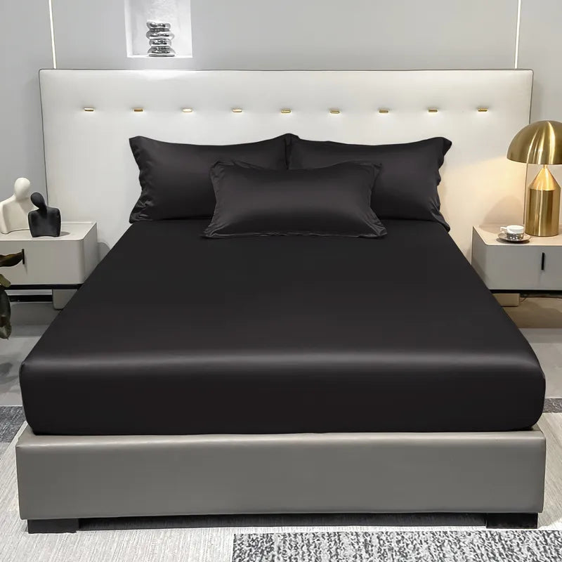 Lençol de Cetim Estilo Seda Gelada Preto Lar da Ana