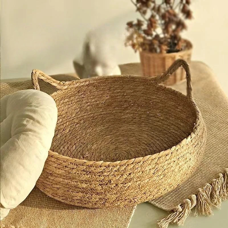 Cama Ninho para Gato Decorativa em Tecido Rattan com Almofadas lar da ana