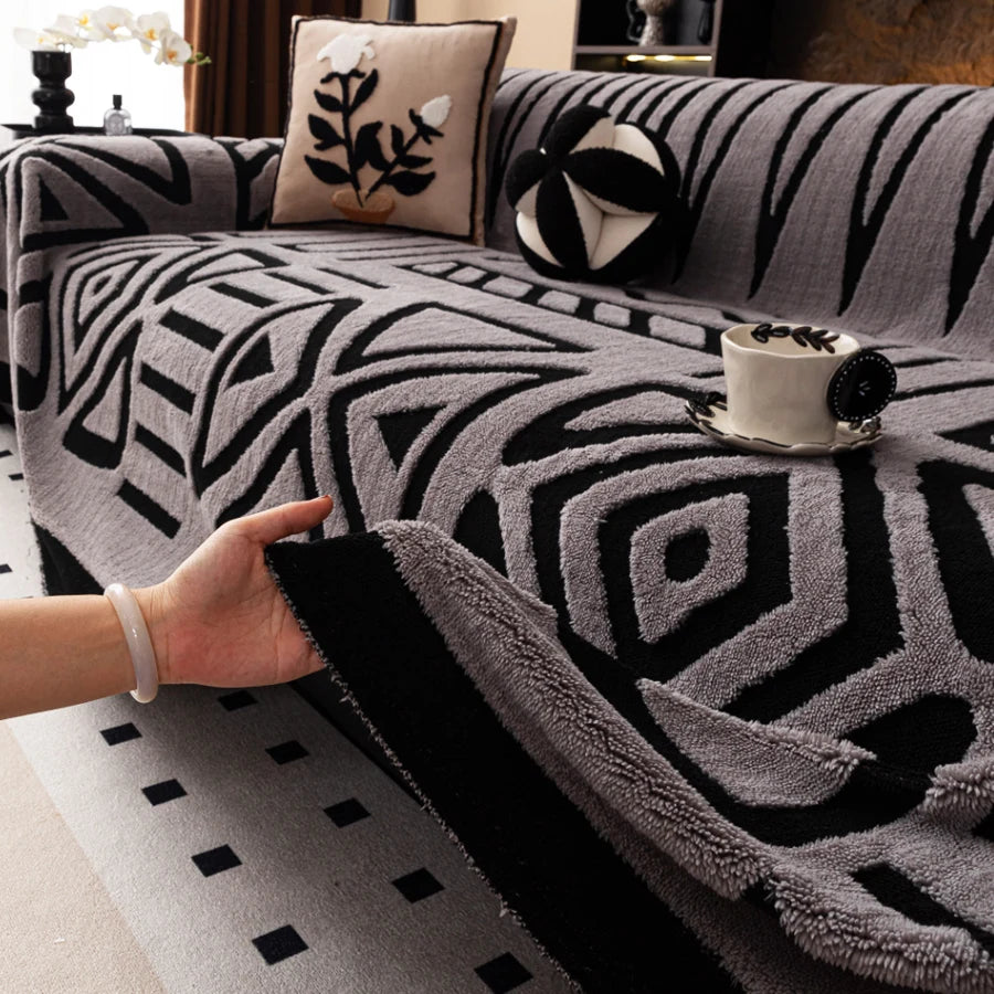 Protetor de Sofá Vintage em Veludo Grosso – Manta Decorativa Confortável, Ideal para Pets e Decoração de Sala lar da ana