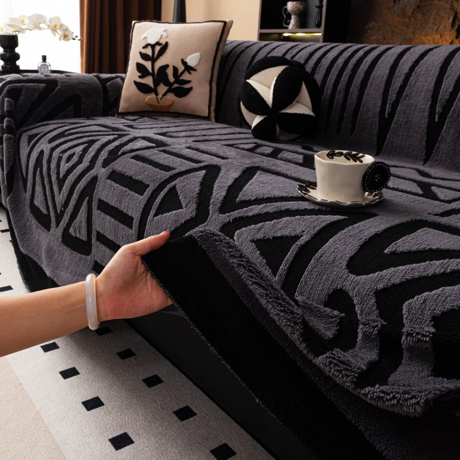 Protetor de Sofá Vintage em Veludo Grosso – Manta Decorativa Confortável, Ideal para Pets e Decoração de Sala lar da ana