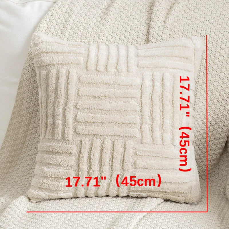 Capa de Almofada Decorativa de Luxo - Tecido Aveludado Estampa Boho Listrada lar da ana