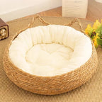 Cama Ninho para Gato Decorativa em Tecido Rattan com Almofadas lar da ana