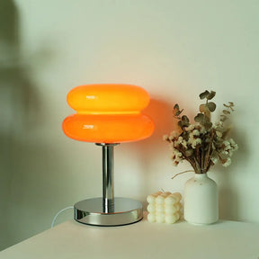 Abajur Decorativo Macaron - Luminária de Mesa de Vidro laranja lar da ana