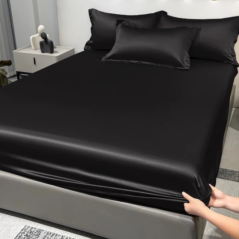 Lençol de Cetim Estilo Seda Gelada Preto Lar da Ana