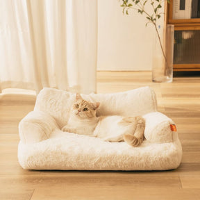 Sofá para Cachorro e Gato - Sofazinho Pet bege pelúcia lar da ana