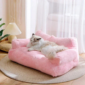 Sofá para Cachorro e Gato - Sofazinho Pet rosa pelúcia lar da ana