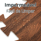 Tapete Decorativo em EVA Modular estampa em Madeira marrom lar da ana