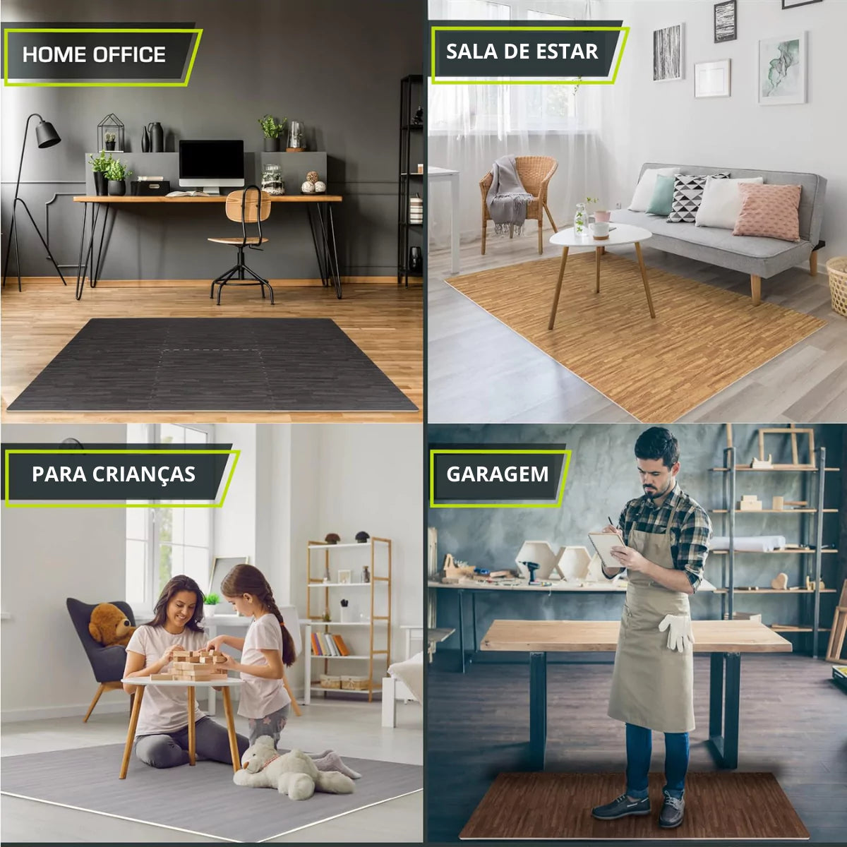 Tapete Decorativo em EVA Modular estampa em Madeira lar da ana