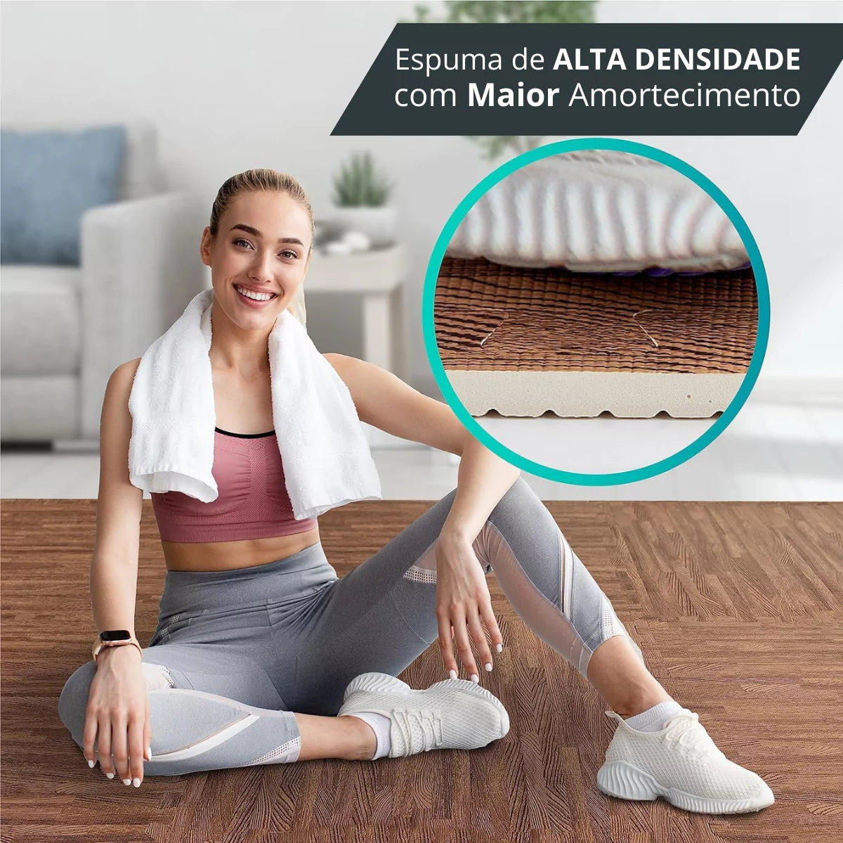 Tapete Decorativo em EVA Modular estampa em Madeira marrom lar da ana