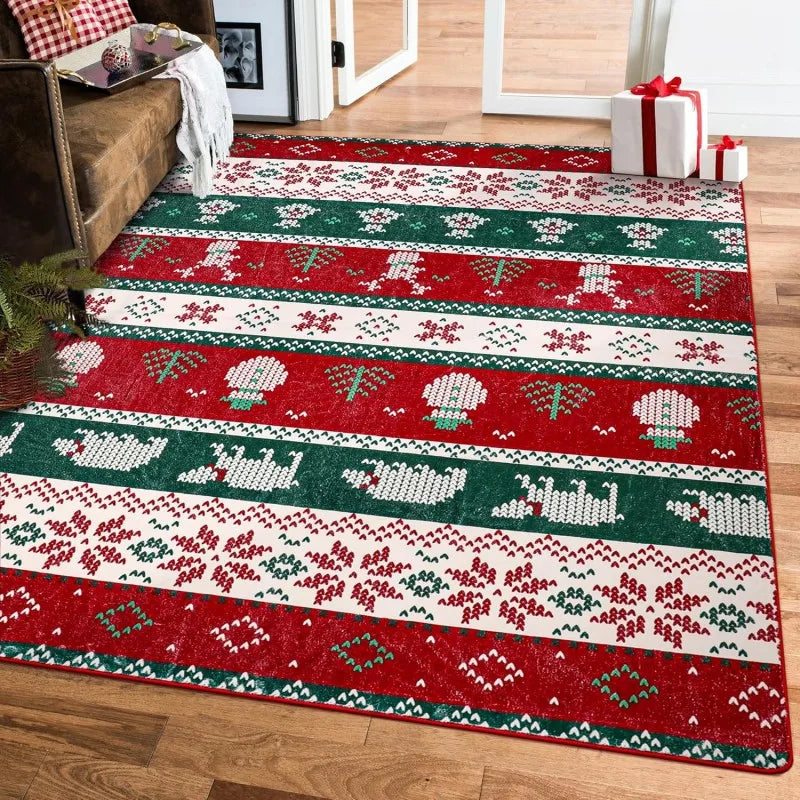 Tapete Natalino Xadrez Antiderrapante - Decoração de Natal para Sala, Quarto e Entrada Lar da Ana