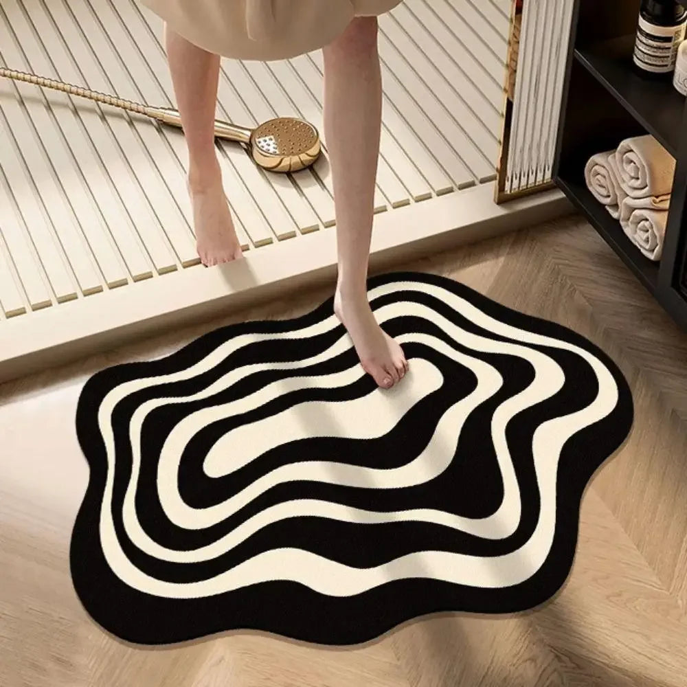 Tapete de Banheiro Moderno - Absorvente, Antiderrapante e Design Orgânico - Lar da Ana
