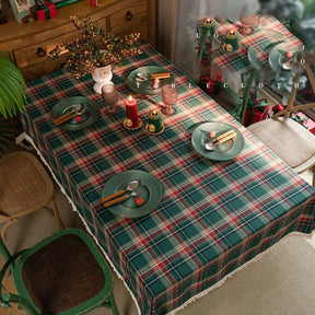 Toalha de Mesa Xadrez Natalina com Borda em Franja – Decoração de Natal Lar da Ana