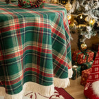 Toalha de Mesa Xadrez Natalina com Borda em Franja – Decoração de Natal Lar da Ana