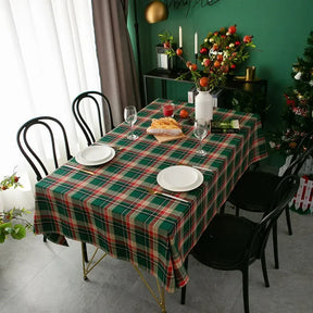 Toalha de Mesa Xadrez Natalina com Borda em Franja – Decoração de Natal Lar da Ana