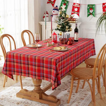 Toalha de Mesa Xadrez Natalina com Borda em Franja – Decoração de Natal Lar da Ana