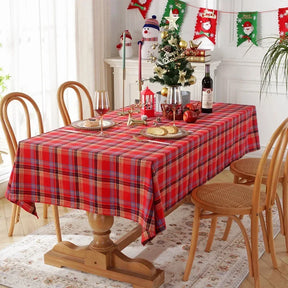 Toalha de Mesa Xadrez Natalina com Borda em Franja – Decoração de Natal Lar da Ana
