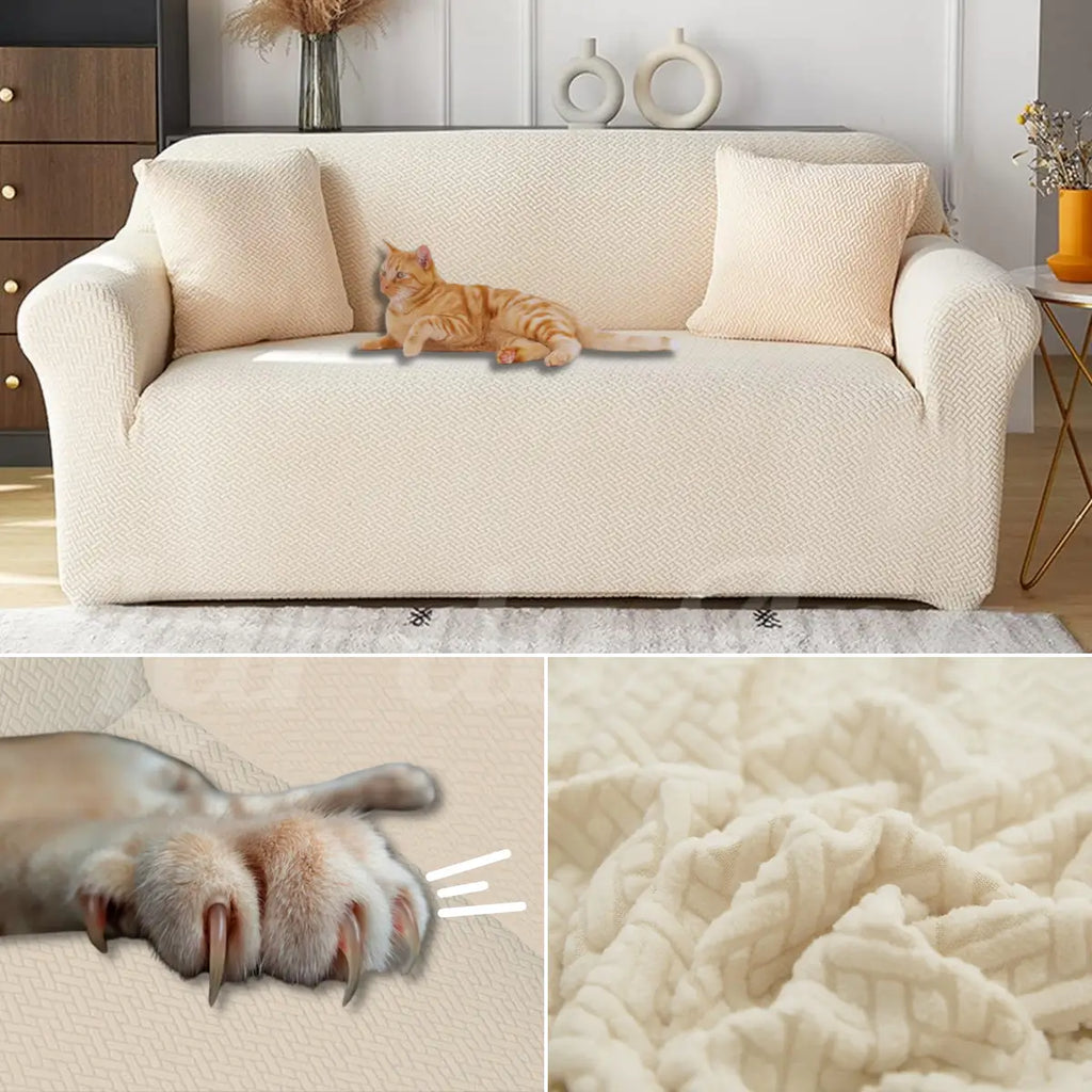 Capa de Sofá Anti-Arranhão Semi Impermeável Jacguard bege claro https://lardaana.com/products/capa-de-sofa-impermeavel-jacguard