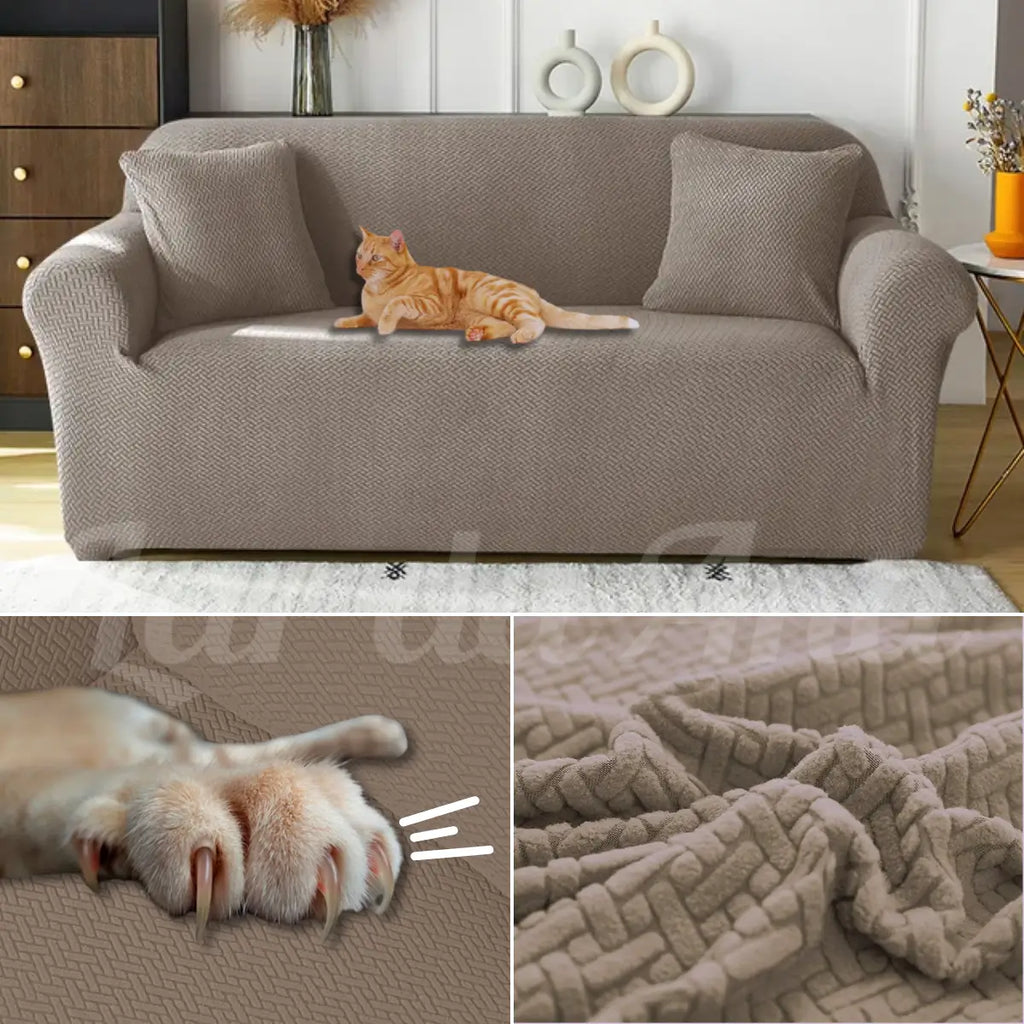 Capa de Sofá Anti-Arranhão Semi Impermeável Jacguard khaki https://lardaana.com/products/capa-de-sofa-impermeavel-jacguard