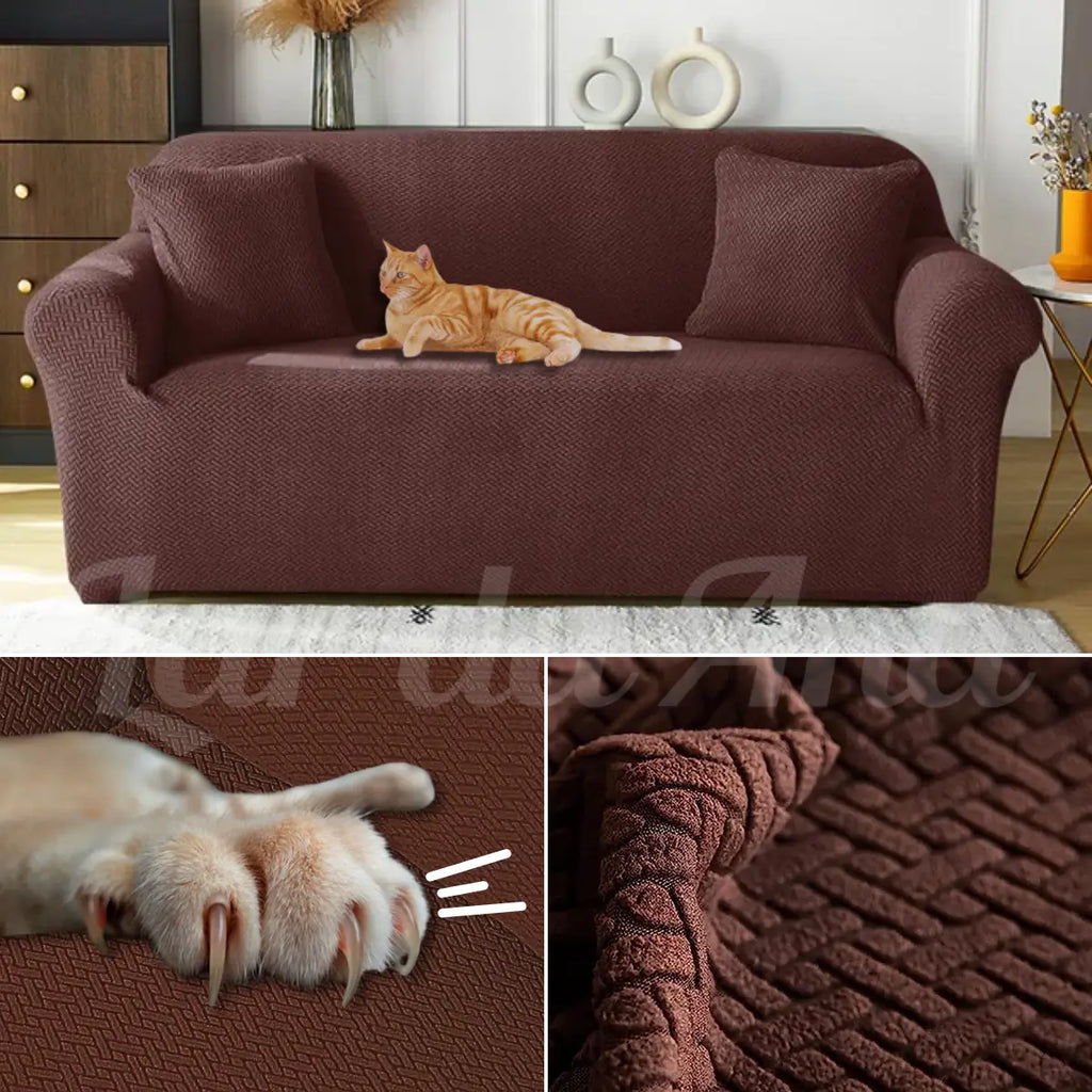 Capa de Sofá Anti-Arranhão Semi Impermeável Jacguard marrom https://lardaana.com/products/capa-de-sofa-impermeavel-jacguard