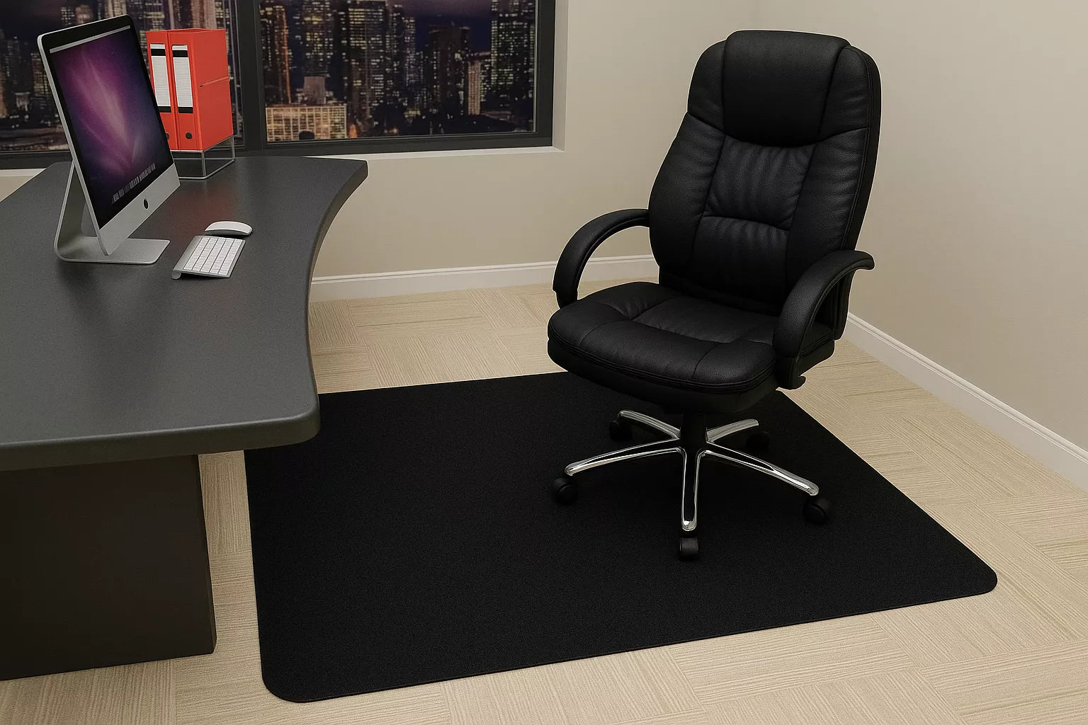 Tapete Protetor de Piso para Cadeira de Escritório – Polipropileno Preto 120x100cm