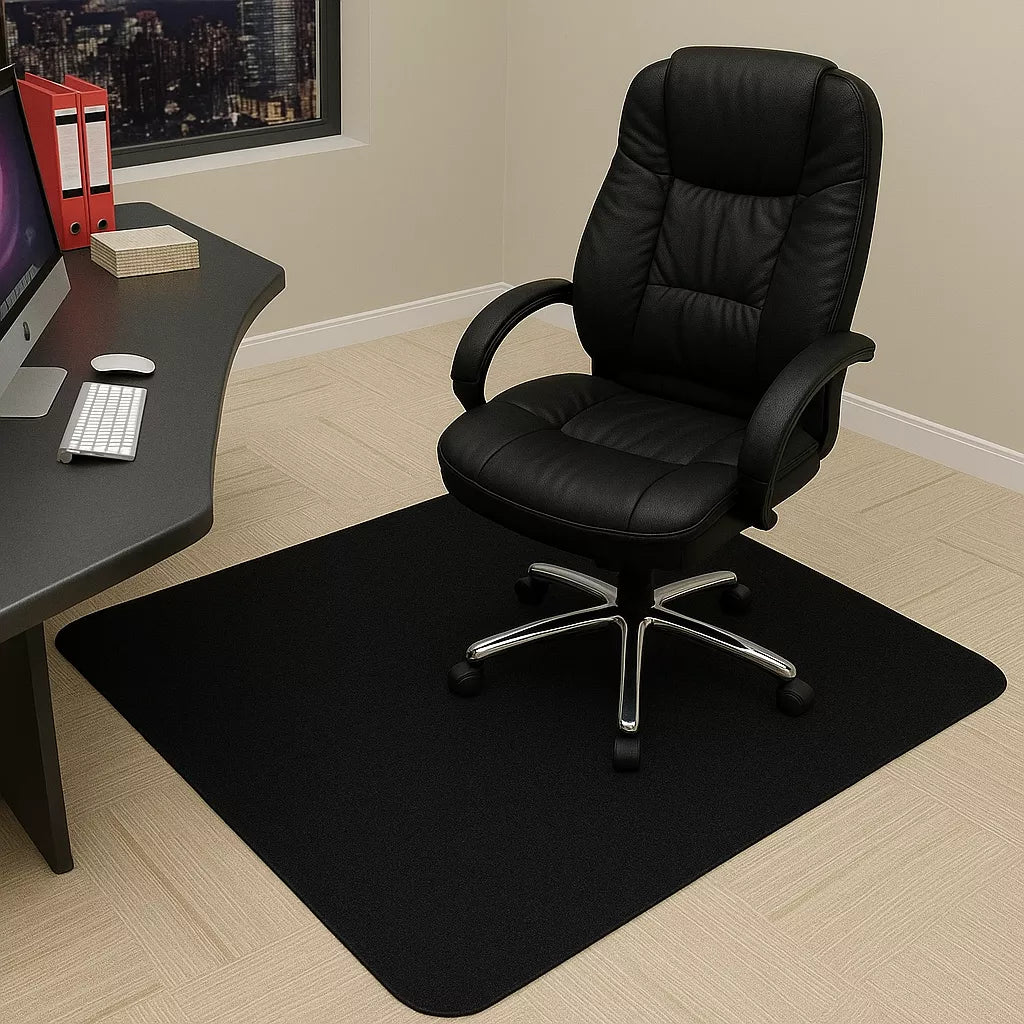 Tapete Protetor de Piso para Cadeira de Escritório – Polipropileno Preto 120x100cm Lar da Ana